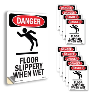 2x Floor Slippery When Wet Caution Sign - Self Adhesive Sticker - (A5) 150x200mm (HS7-503829