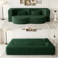 thumbnail image 1 of Floor Sofa Bed with 2 Pillows, Full Size Convertible Sleeper Sofa, Teddy Fabric No Assembly Required, 300 lbs Capacity, Green, 1 of 8