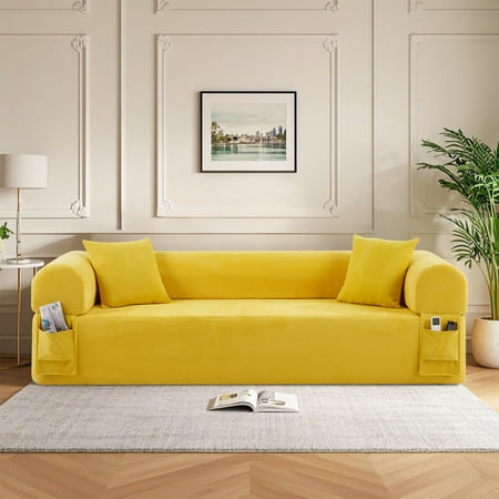 Floor Sofa Sofa-in-a-Box, No Installation & Easy to Transport Memory Foam With Individual Pocket Springs Seat