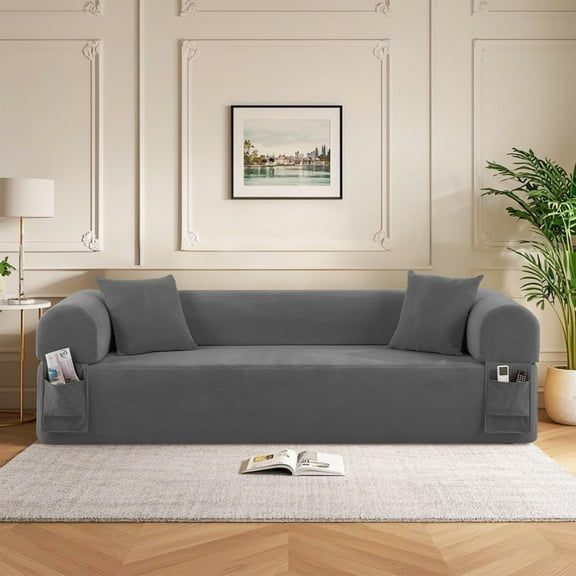 Floor Sofa Sofa-in-a-Box, No Installation & Easy to Transport Memory Foam With Individual Pocket Springs Seat