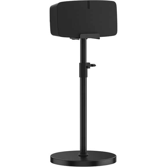 Height Adjustable Floor Speaker Stand for Sonos Five & Play:5, Vertical or Horizontal Placement, Metal Sonos 5 Speaker Stand with Cable Management, Black