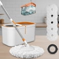 thumbnail image 1 of Floor Spin Mop and Bucket Set with Wringer System Extended Stainless Steel Handle for Home Floor Cleaning Use with 5 Replacement Head Refill and 1 Cleaning Brush Head, 1 of 4
