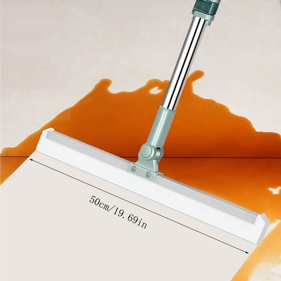 Floor Squeegee Broom with 20.5 Inch Long Handle, Scraping Tool for Bathroom Kitchen Shower Tile, Wet Dry Water Remover and Pet Hair Collector, Streak Free