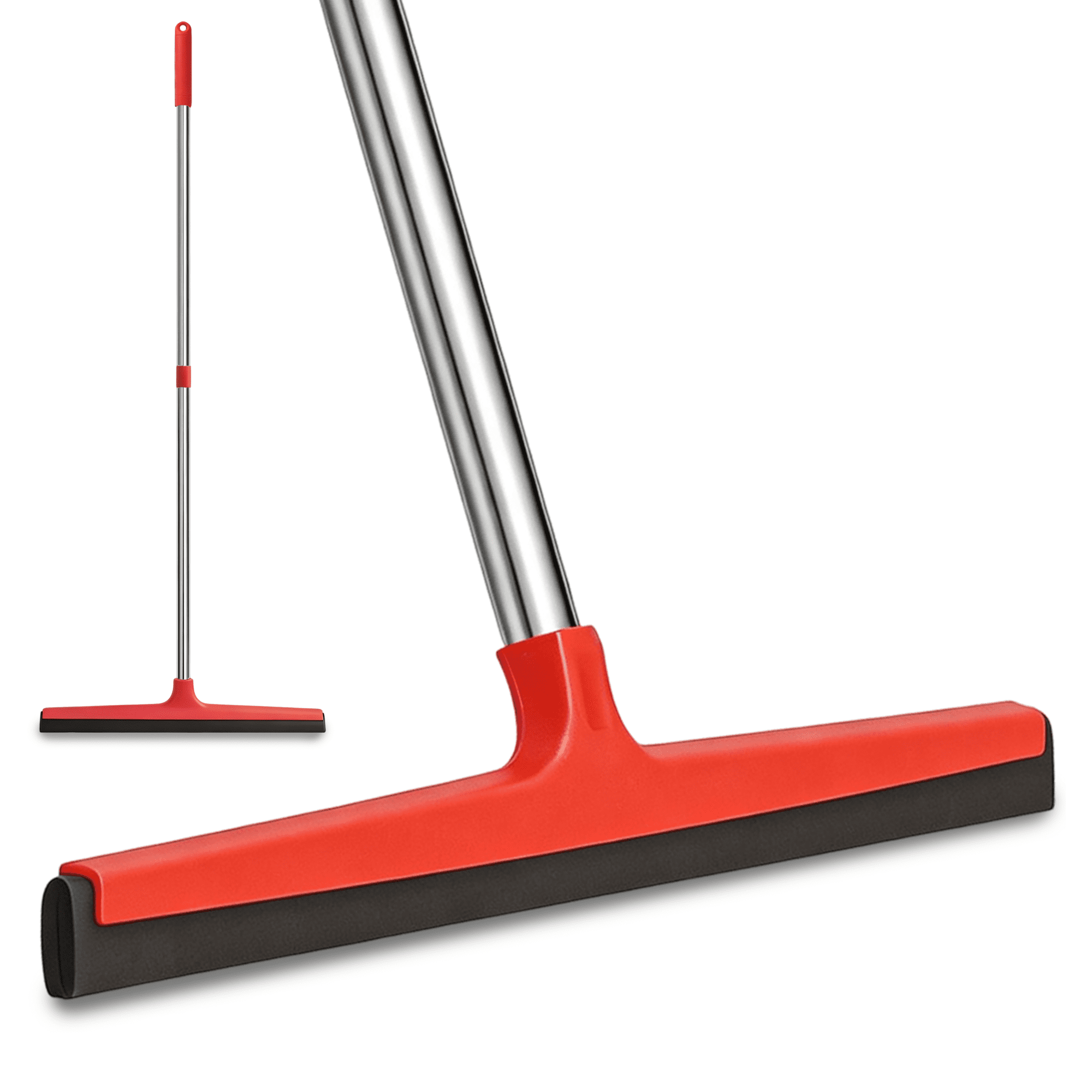 GARITIN Floor Squeegee with Long Stainless Steel Handle, Heavy‑Duty Rubber Squeegee for Shower, Bathroom, Tile, Glass Window, Water Removal Wiper for Home Garage Cleaning