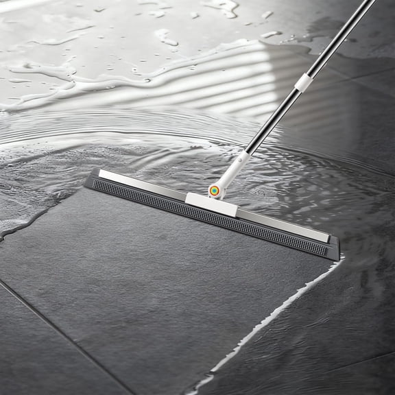 Floor Squeegee for Concrete Floor, Squeegee for Floor with 180 Rotating Head & 63" Long Handle, Garage Floor Squeegee Broom for Epoxy, Pet Hair, Water Removal, Tile Floor, Shower Glass, Driveway