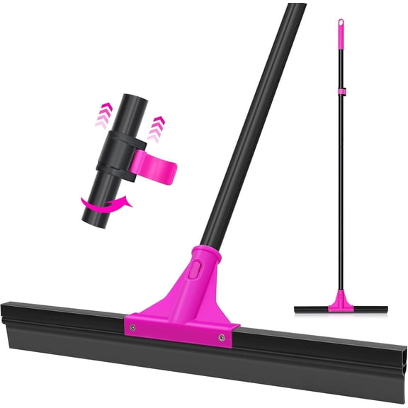 Floor Squeegee Heavy Duty with 58.3 inches Long Handle, Rubber Foam Water Scraper Broom Epoxy Wiper Mop for Cleaning Concrete Pool Rug Garage Deck Shower Window Outdoor Indoor