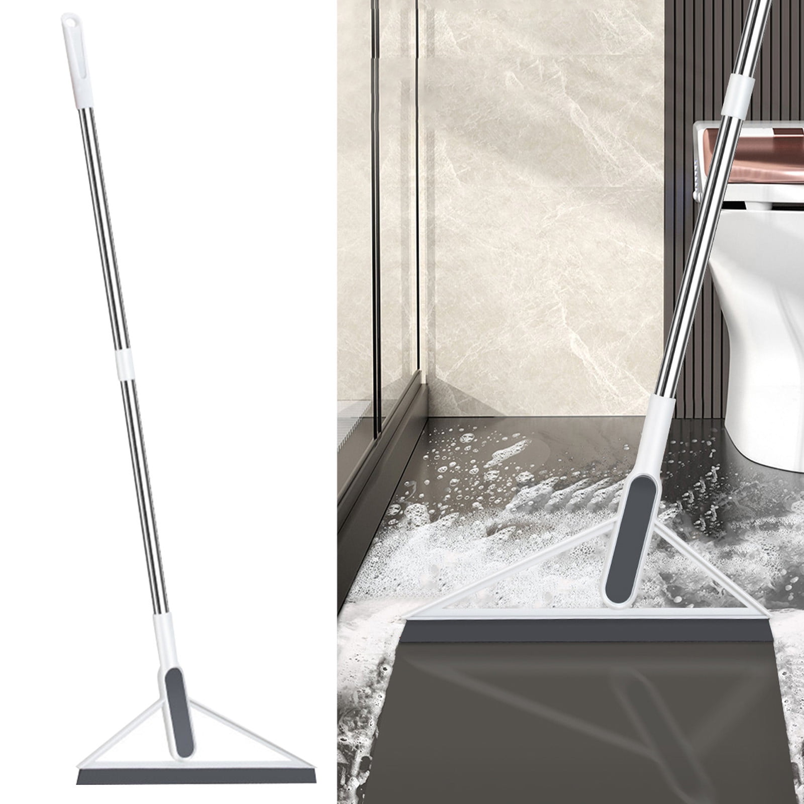 Floor Squeegee Rubber Squeegee with Long Telescopic Handle for Bathroom