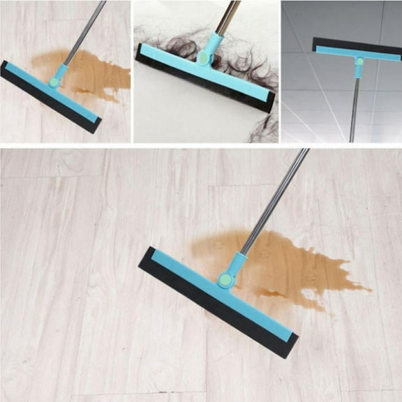 Floor Squeegee With Telescopic Pole, 180° Rotatable Silicone Blade, Multifunctional Cleaner For Floor Glass Bathroom Kitchen Living Room Courtyard