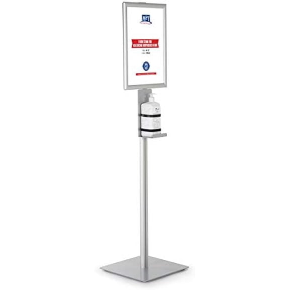 Floor Stand Universal Holder for Liquid/Lotion Soap or Hand Sanitizing Products, Face Mask, Disposable Glove, Facial Tissue with 11x17 Inch Opti Snap Frame Message Sign Post$$Furniture