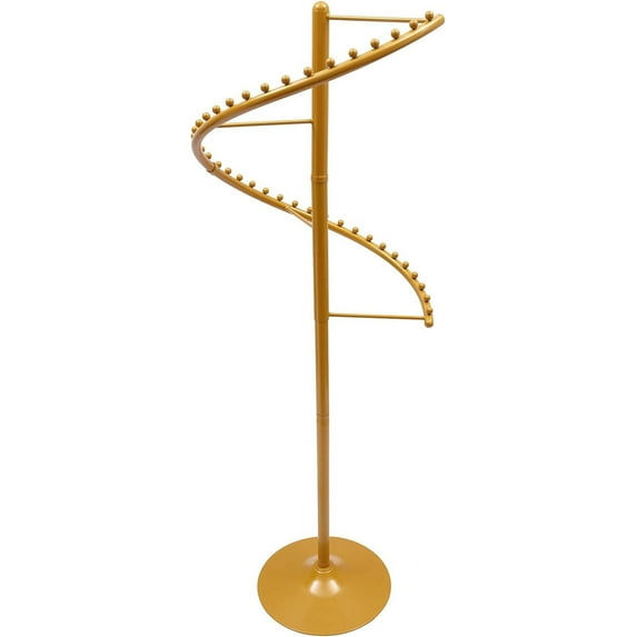 Floor Standing 360°Spiral Rotating Garment Rack, Heavy Duty Metal Clothing Display Rack With Divide Hooks, Stable Standing Retail Display Racks For Hanging Clothes, Hats, Bags