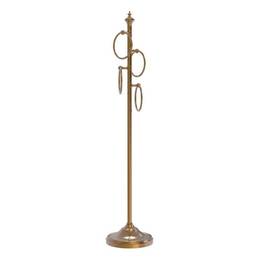 Floor Standing 4 Towel Ring Stand in Brushed Bronze