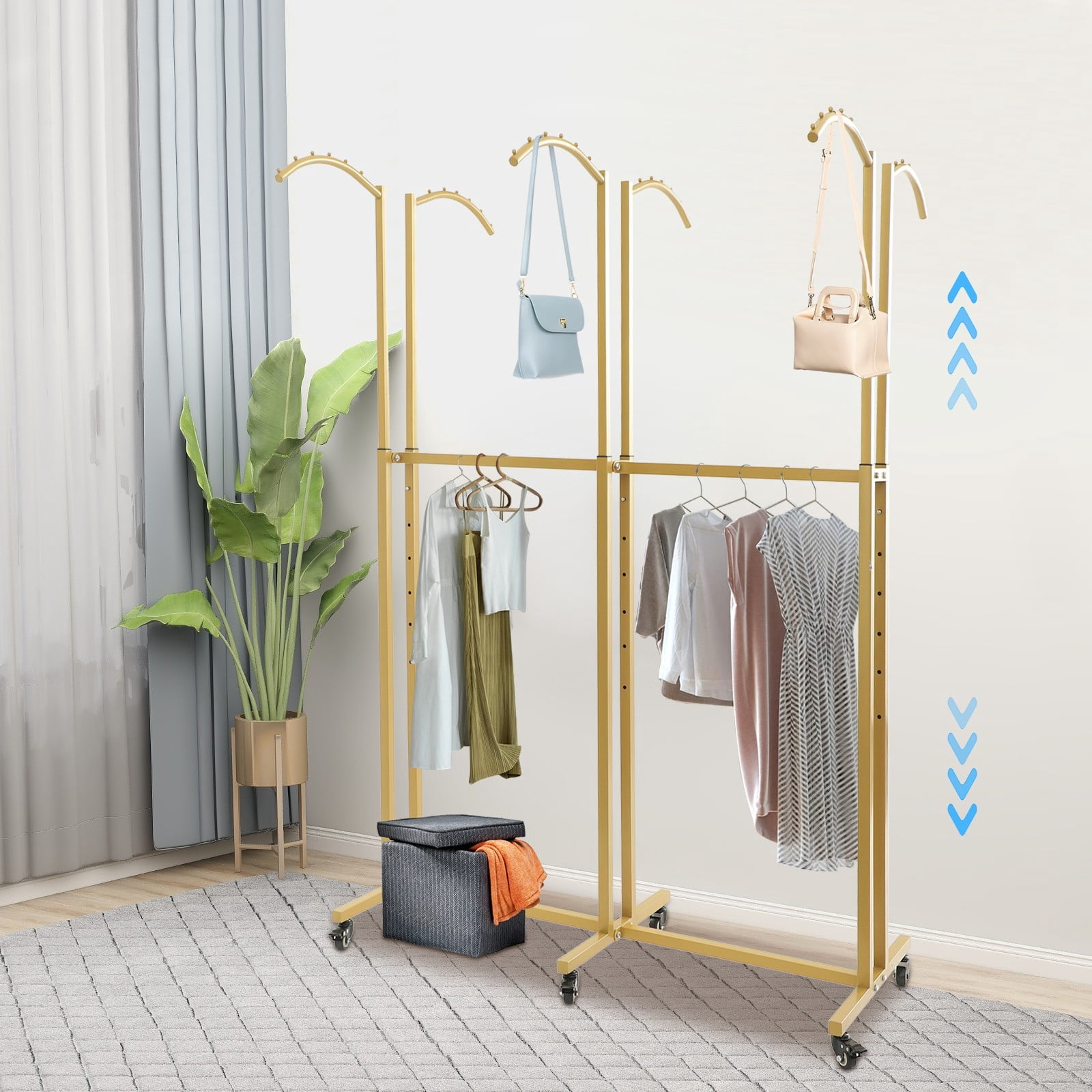 Floor Standing 6 Arc Arms Garment Rack Adjustable Clothing Display Rack ...