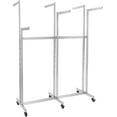 thumbnail image 1 of Floor Standing 6 Arms Garment Rack, Heavy Duty Metal Clothing Display Rack With Wheels, 3.9'-5.2' Height Adjustable Mobile Square Tubing Retail Display Racks For Hanging Clothes, 1 of 9