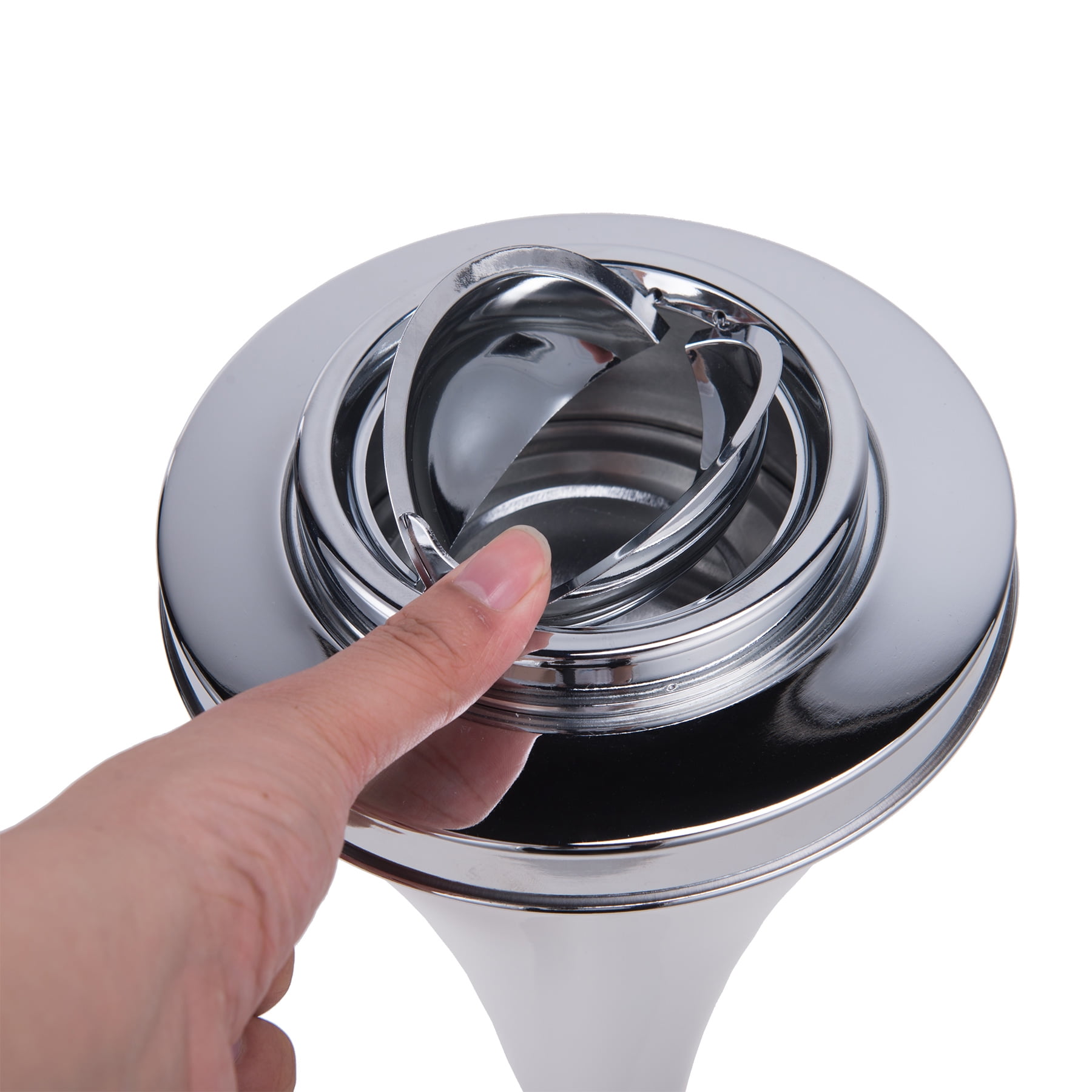 Floor Standing Ashtray with Lid 24 In. Height, White Retro, Self-Cleaning, Waterproof