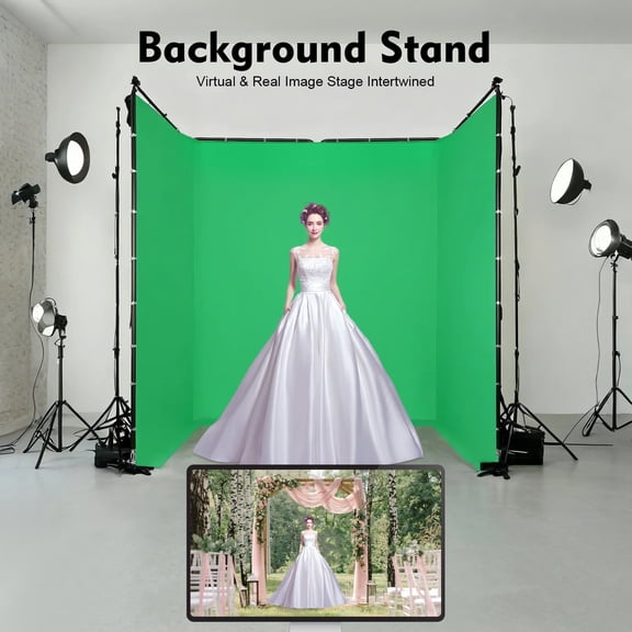 Floor Standing Backdrop Stand, Photography Backdrop Stand, Photography Backdrop Stand with Green Cloth