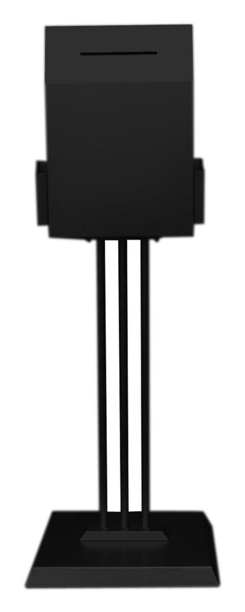Black 56-Inch Tall Floor-Standing Ballot Box with Brochure Pockets