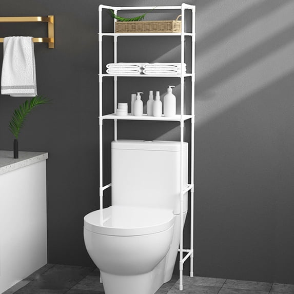 Floor Standing Bathroom Storage Shelf, Over Toilet Rack 150x45x25cm, Balcony Organizer for Laundry, Durable Plastic Construction for Home Use