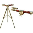 thumbnail image 1 of Floor Standing Brass Telescope Red Leather Double Barrel Nautical Home Decoration 27" BY THORINSTRUMENTS, 1 of 4