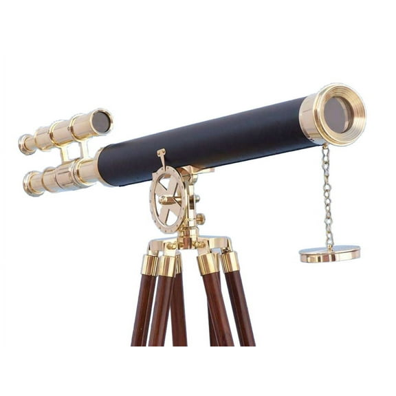 Floor Standing Brass/leather Griffith Astro Telescope 64" - Nautical Telescope - Leather Telescope - Marine Telescope - Nautical Decor - Brand New