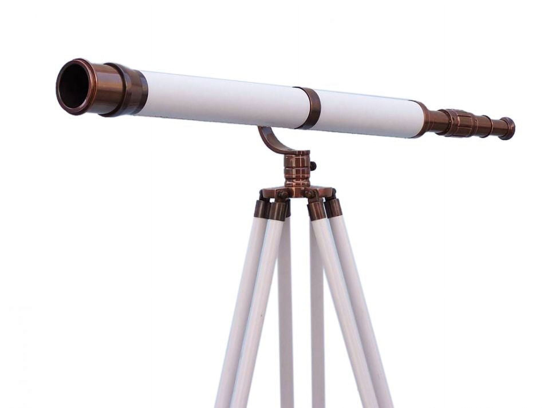 Floor Standing Brushed Nickel With White Leather Galileo Telescope