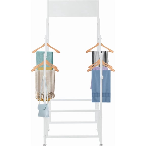 Floor Standing Carpet Display Rack, 100 lbs Capacity 5-Tier White Metal Mat Holder with Adjustable Feet for Retail Store, Boutique (23.6215.7562.99in)