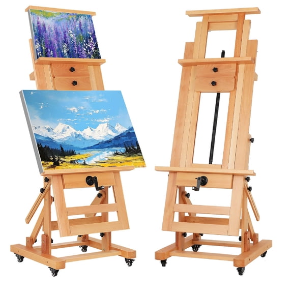 Floor Standing Easel: Adjustable Wood Easel for Painting - Heavy Duty Drawing Board Stand - Canvas Holder for Oil Painting Drawing & Art Projects