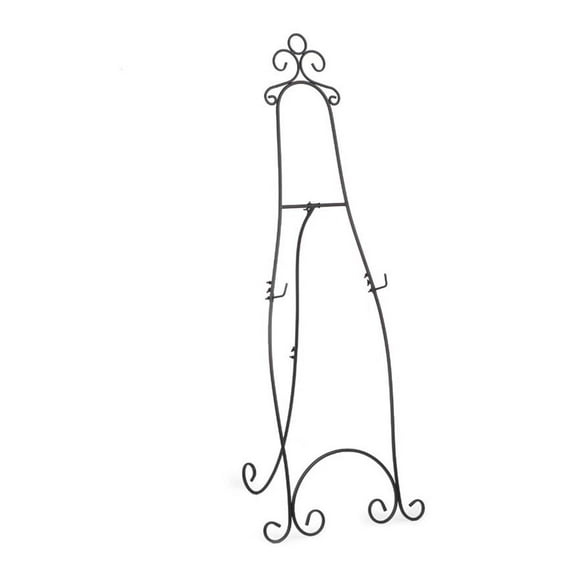 Floor-Standing Easel Stand with Decorative Embellishments and Adjustable Hooks, 71.25 inches Tall, Steel Construction - Black (EAS5199BLK)