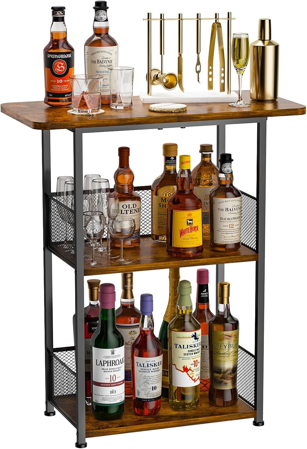 Bar Beer Rack Floor Standing Freestanding Whiskey Rack: 3 Tier Wine Rack ,Mini Bar ...