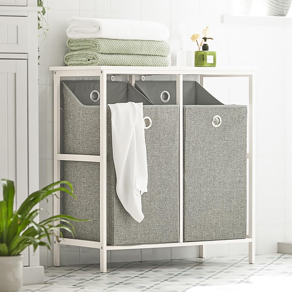 Floor Standing Laundry Cabinet Storage Sorter with Removable Baskets ...