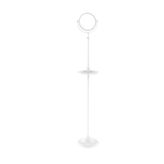 Floor Standing Make-Up Mirror 8 Inch Diameter with 2X Magnification and Shaving Tray