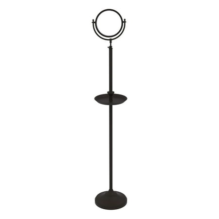 Floor Standing Make-Up Mirror 8-in Diameter with 3X Magnification and Shaving Tray in Oil Rubbed Bronze