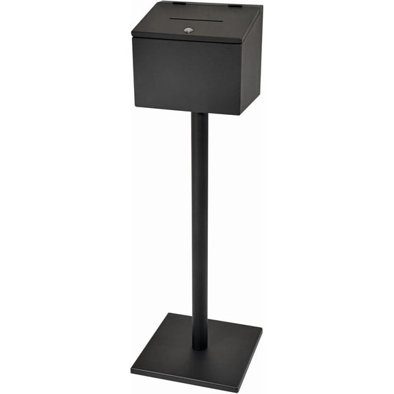 Floor Standing Metal Box With Lock and Key for Church, Home, and Office - Secure Donation Box, Suggestion Box, and Tip Collection Box, Non-personalized