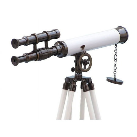 Floor Standing Oil Rubbed Bronze- White Leather Griffith Astro Telescope 50"- Nautical Decor- Oil Rubbed Bronze Telescope- Nautical Home Decor