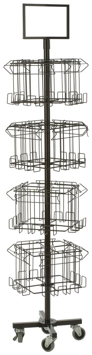 Black Powder Coated Steel Wire Freestanding Literature Rack with 16 Pockets