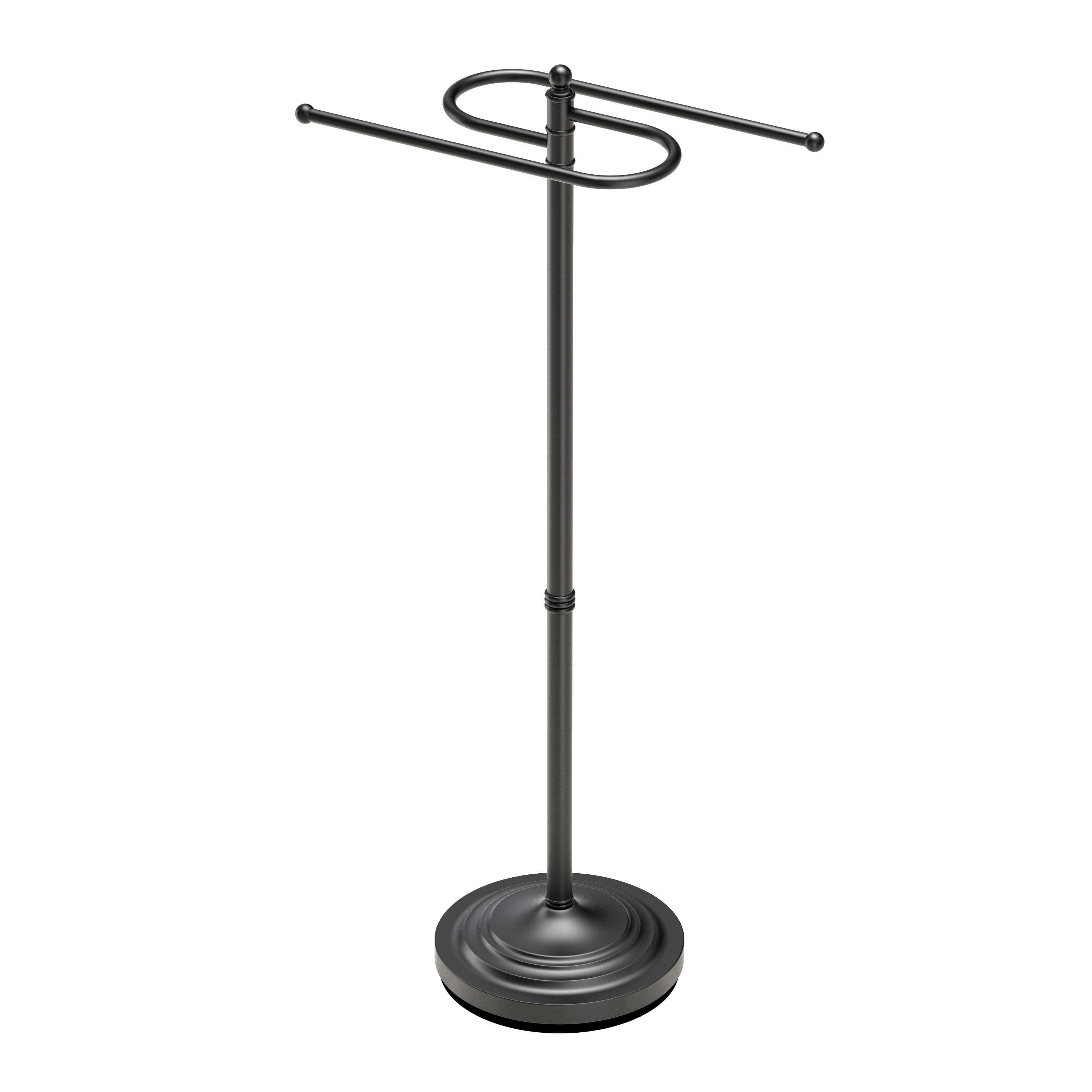 Matte Black Metal 38" Floor Standing S-Style Towel Holder