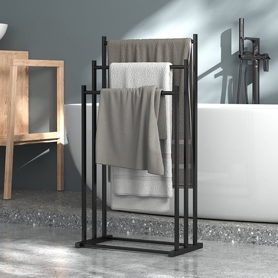 Floor Standing Towel Rack 3-Tier Vertical Metal Storage Shelf ...