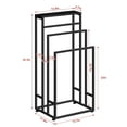 thumbnail image 1 of Floor-Standing Towel Rack with black Wooden Top – Textured Black Iron Frame (Includes 2 Anti-Tip Straps), 1 of 6