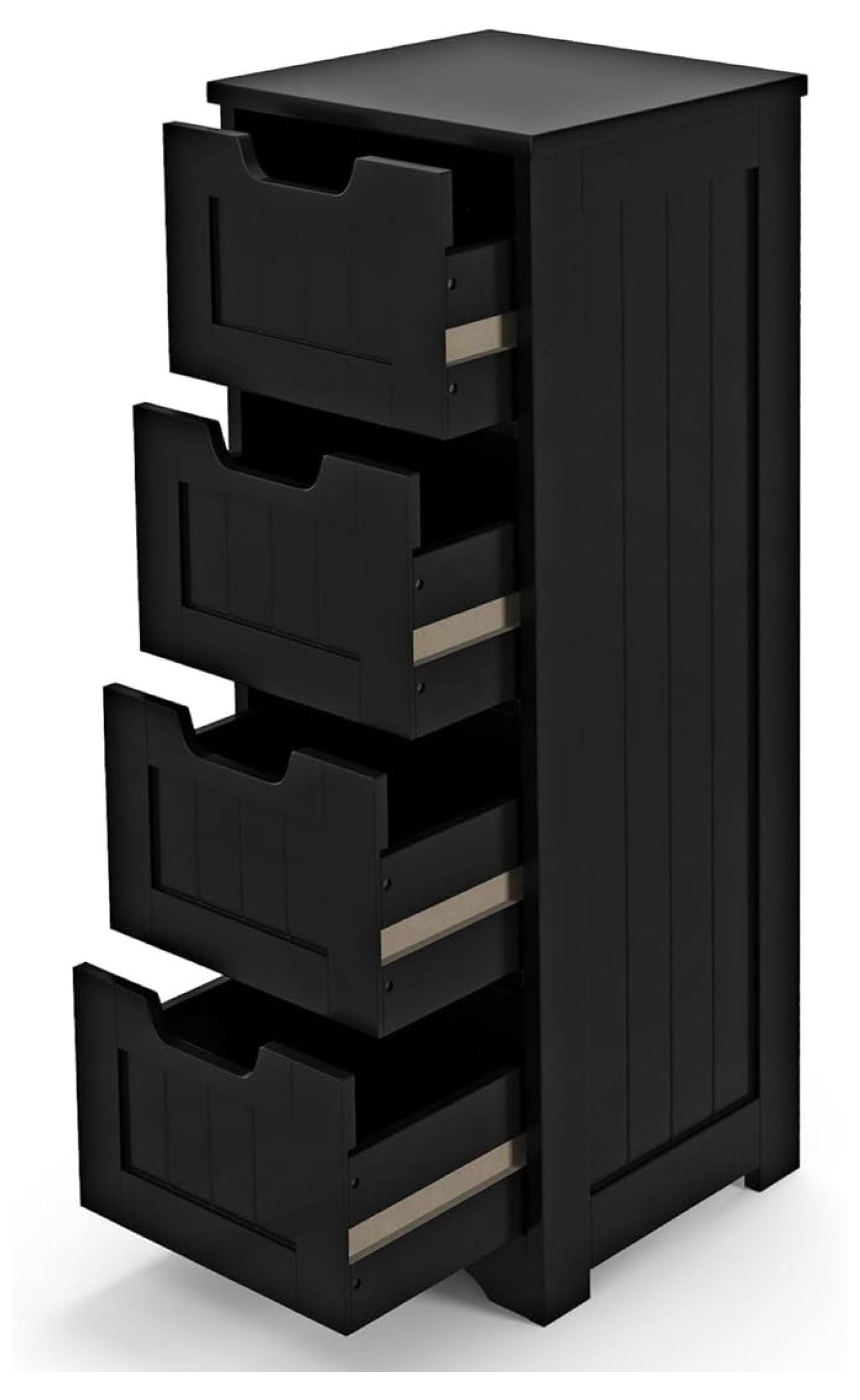 Floor Storage Cabinet with 4 Drawers, Bathroom Cabinet with Anti-toppling Device, Multifunctional Floor Cabinet for Bathroom, Living Room, Kitchen, 12 x 12 x 32 inches (Black)
