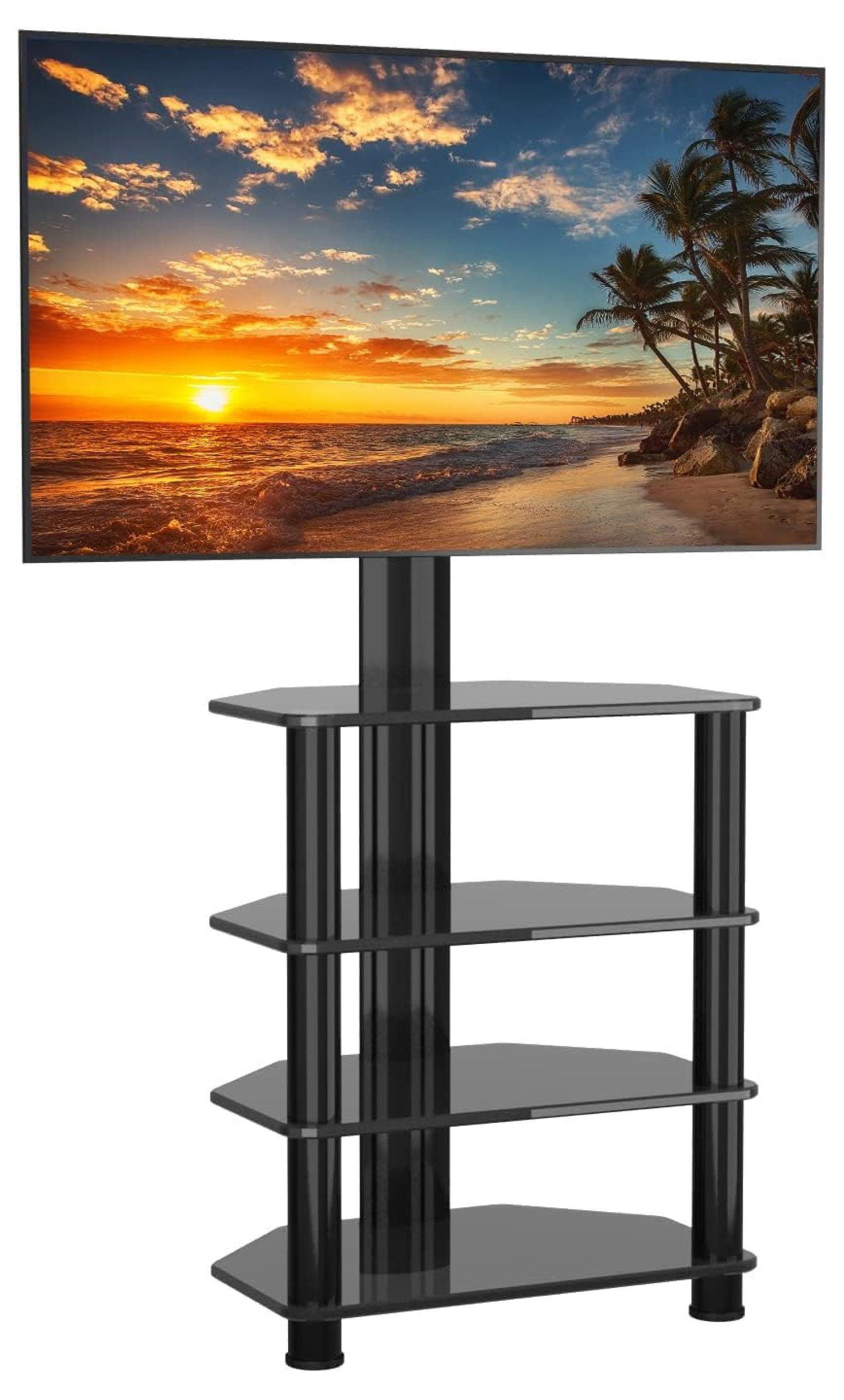 Floor TV Stand with 4 Tier Media Stand Audio Video Rack Tower for