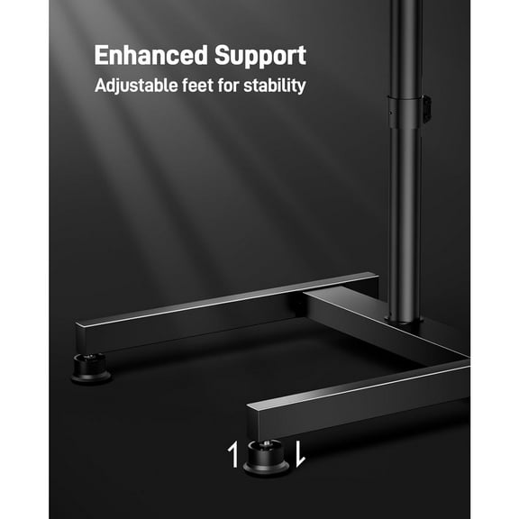 Floor TV Stand with Mount for 26-50 inch TVs up to 55 lbs, TV Floor Stand with Rotation, Tilt, Level, Height Adjustable TV Stand for Bedroom/Living Room, Max VESA 300x300mm, PGFS12