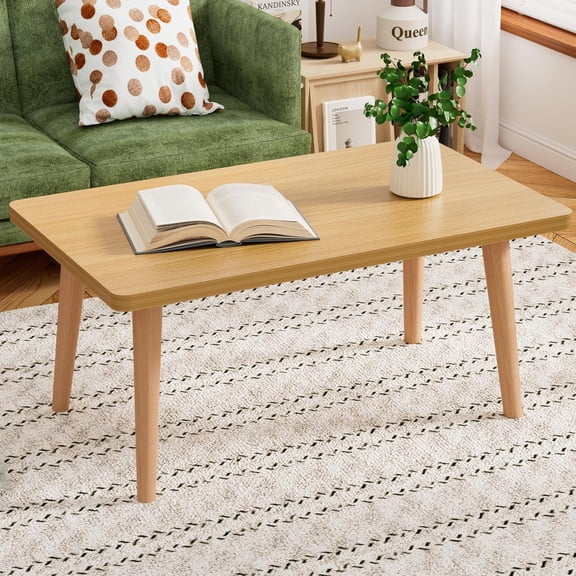 Floor Table Desk for Sitting on The Floor, Small Oval Coffee Table for Small Space, Side Table Japanese Coffee Table for Living Room Apartment Home, Brown