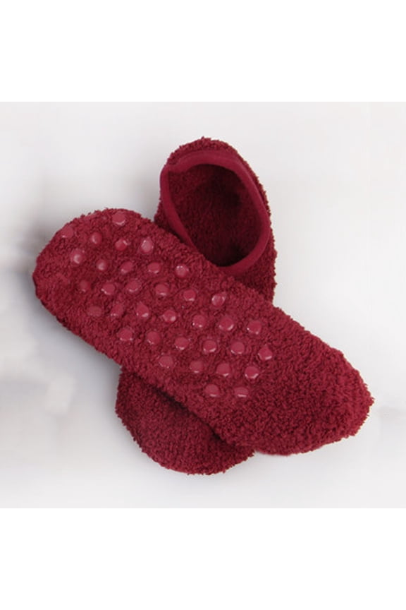 Floor Thick Leg Warmers Padded Socks Indoor Yoga Carpet Dance Short Women Winter Comfortable Barefoot Exercise Non Wine One Size
