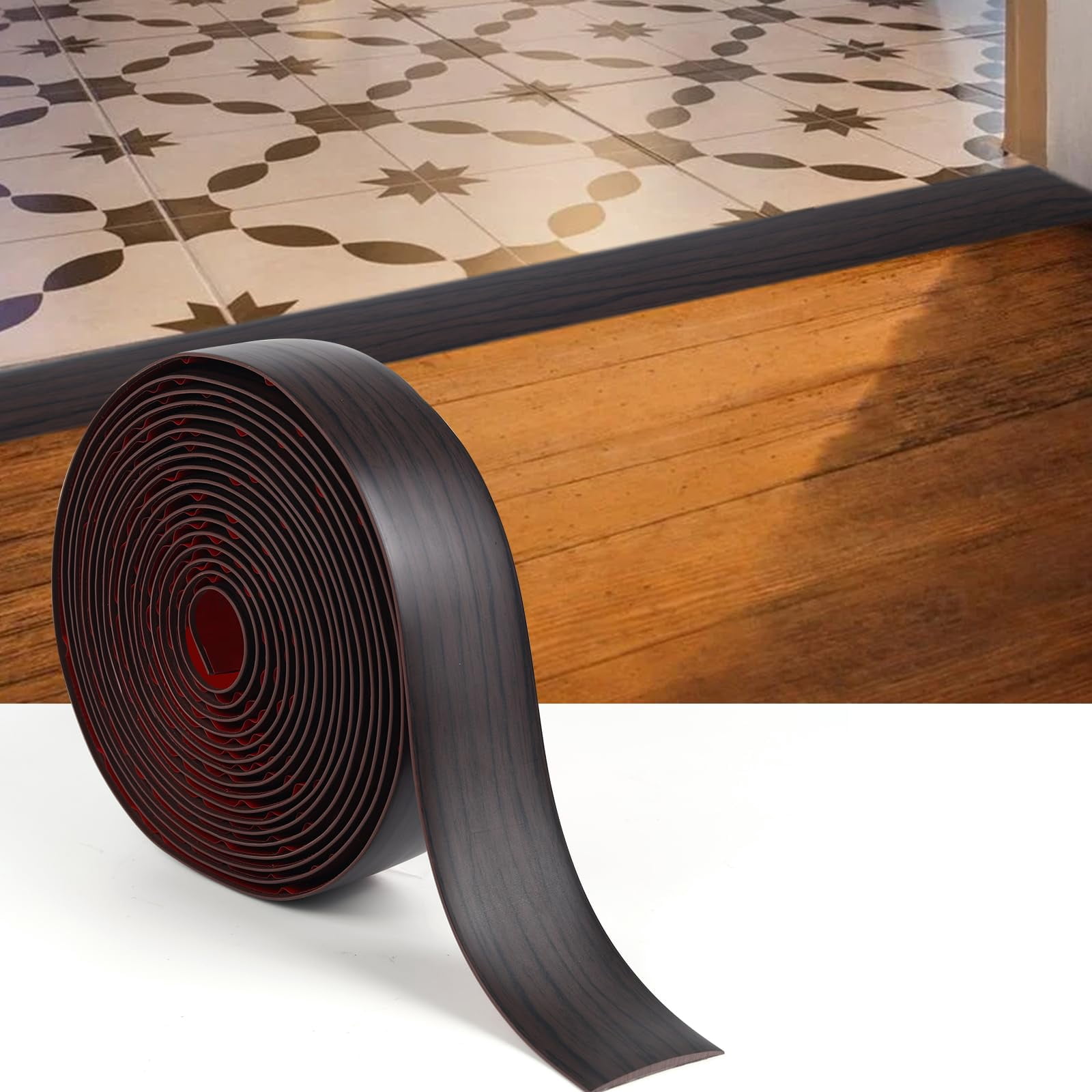 Floor Transition Strip Black Walnut Wood Grain 2"-20 FT Self-adhesive