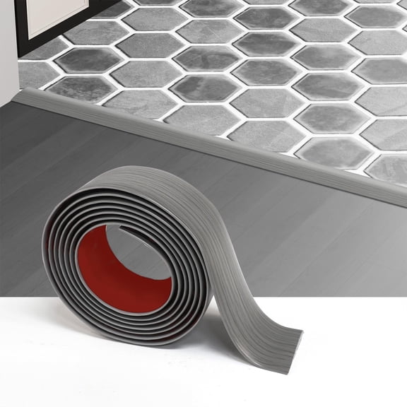 Floor Transition Strip Grey wood 1.97 in x 10 ft 1 Self-adhesive PVC Trim for Carpet to Flooring Threshold Gap Cover