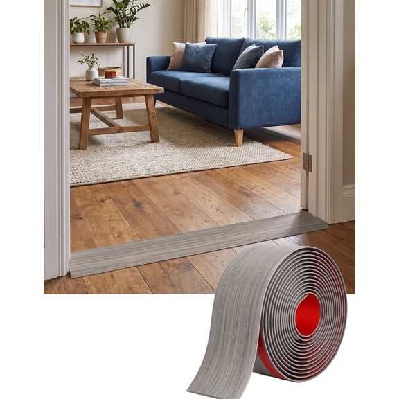 Floor Transition Strip 20ftx 1.97in - Carpet to Tile Laminate Cover,Peel and Stick PVC Grey Wood