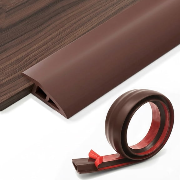 Floor Transition Strip, Self Adhesive Vinyl Door Threshold for Doorways, 1/5" to 2/5" Height Ramp, Doorway Edge Trim, Overlap Reducer Laminate Floor, Carpet, Tile (Brown 6.6Ft)