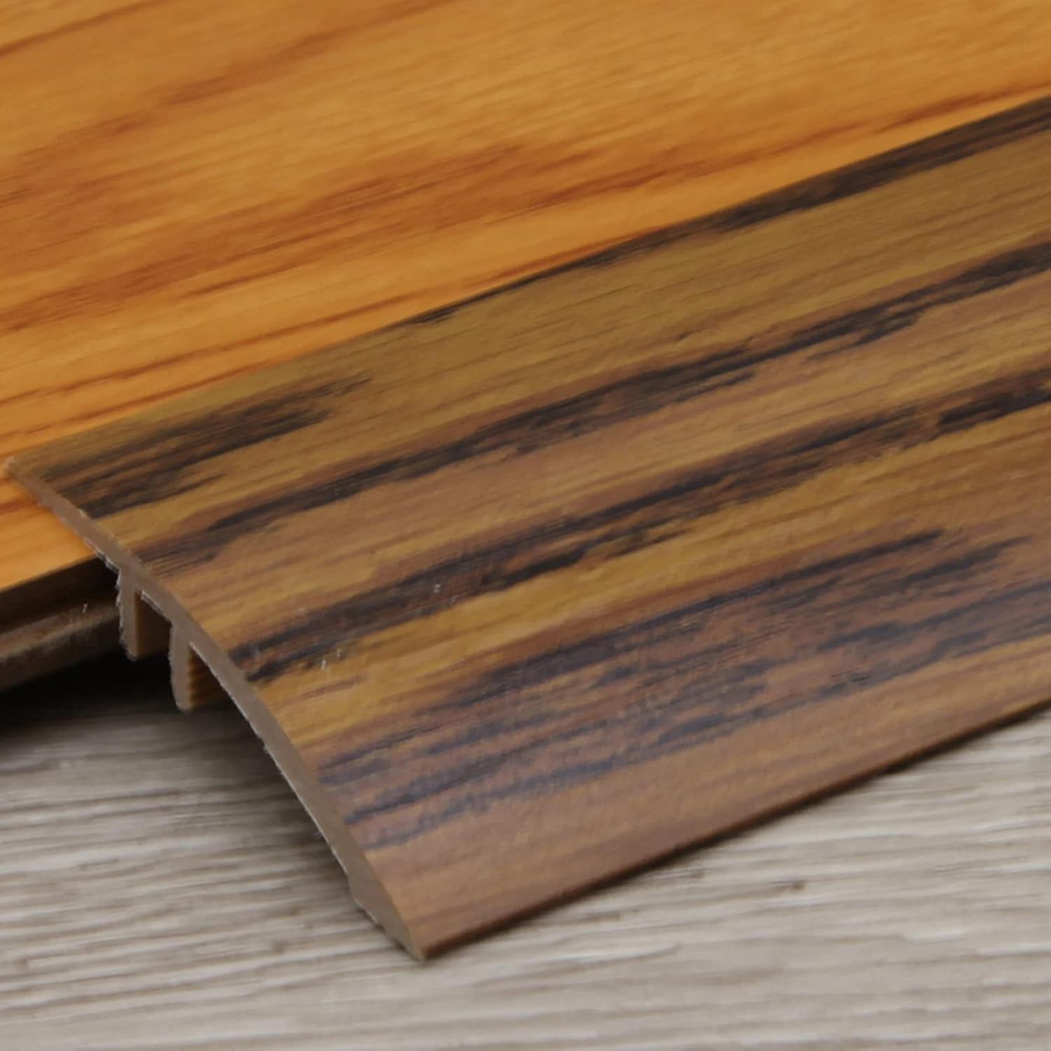 Floor Transition Strip Wood to Tile, Self Adhesive PVC Plastic Threshold Reducer Step Down 3/4 Inch for Vinyl Flooring Uneven Floors, Carpet Edge Trim Molding