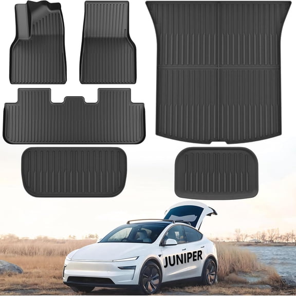 Floor  Trunk Mat Fit for Tesla Model Y Juniper 2025 2026 (5-Seat), TPE All Weather Floor Liners Frunk Backrest Cargo Mat for Model Y Juniper Accessories