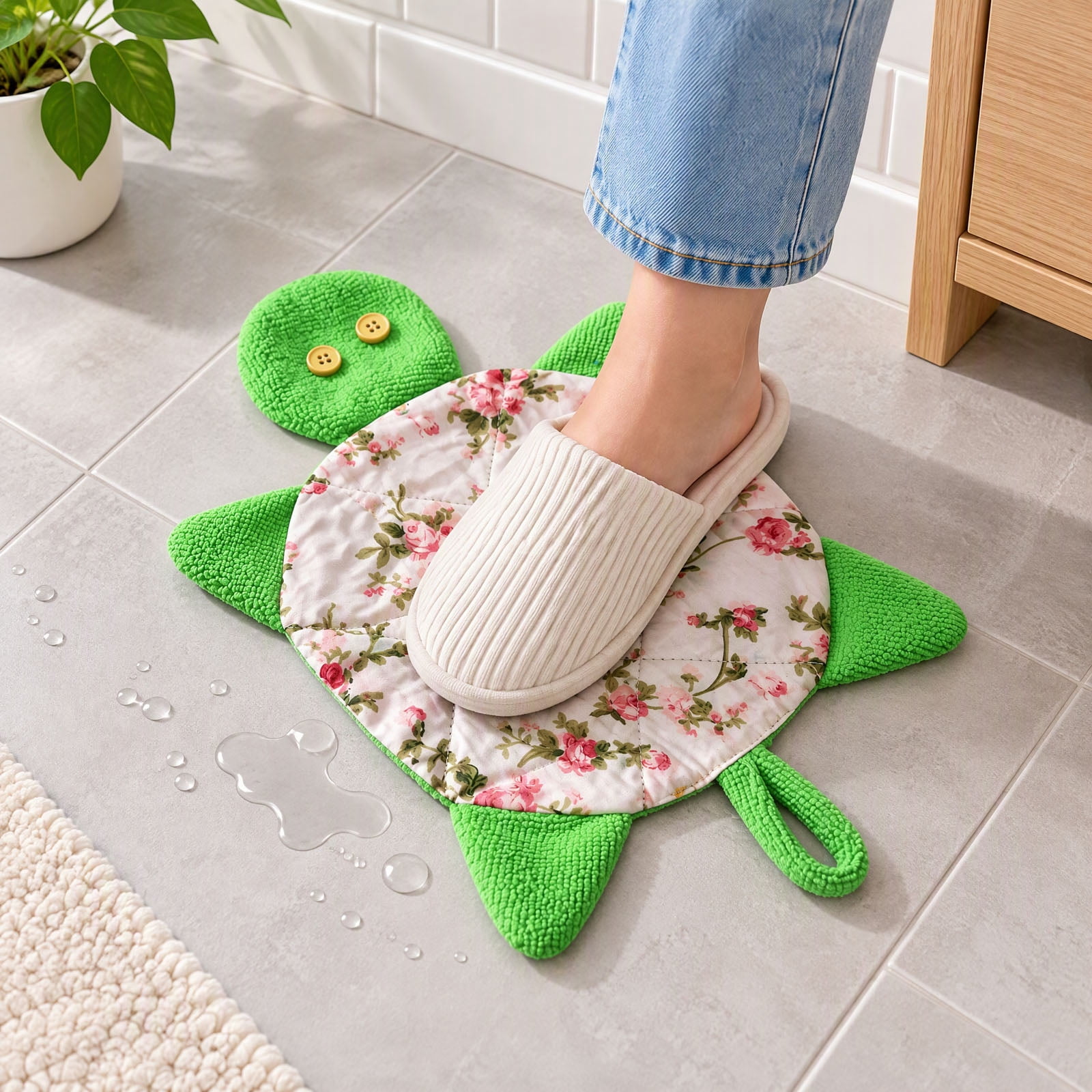 Floor Turtle Foot Mop, 11x9Inch Washable Spill Towel, Soft Cotton ...