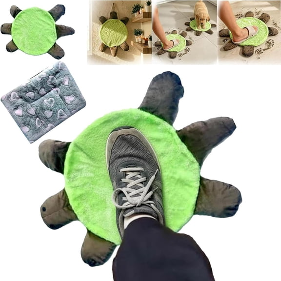 Floor Turtle Foot Mop, Cute Double-Sided Turtle-Shaped Floor Cleaning Pad, Turtle Foot Mop Washable Reusable - for Housewife Elderly Women Adults Busy Parents Kitchen Bathroom (15.7 in)